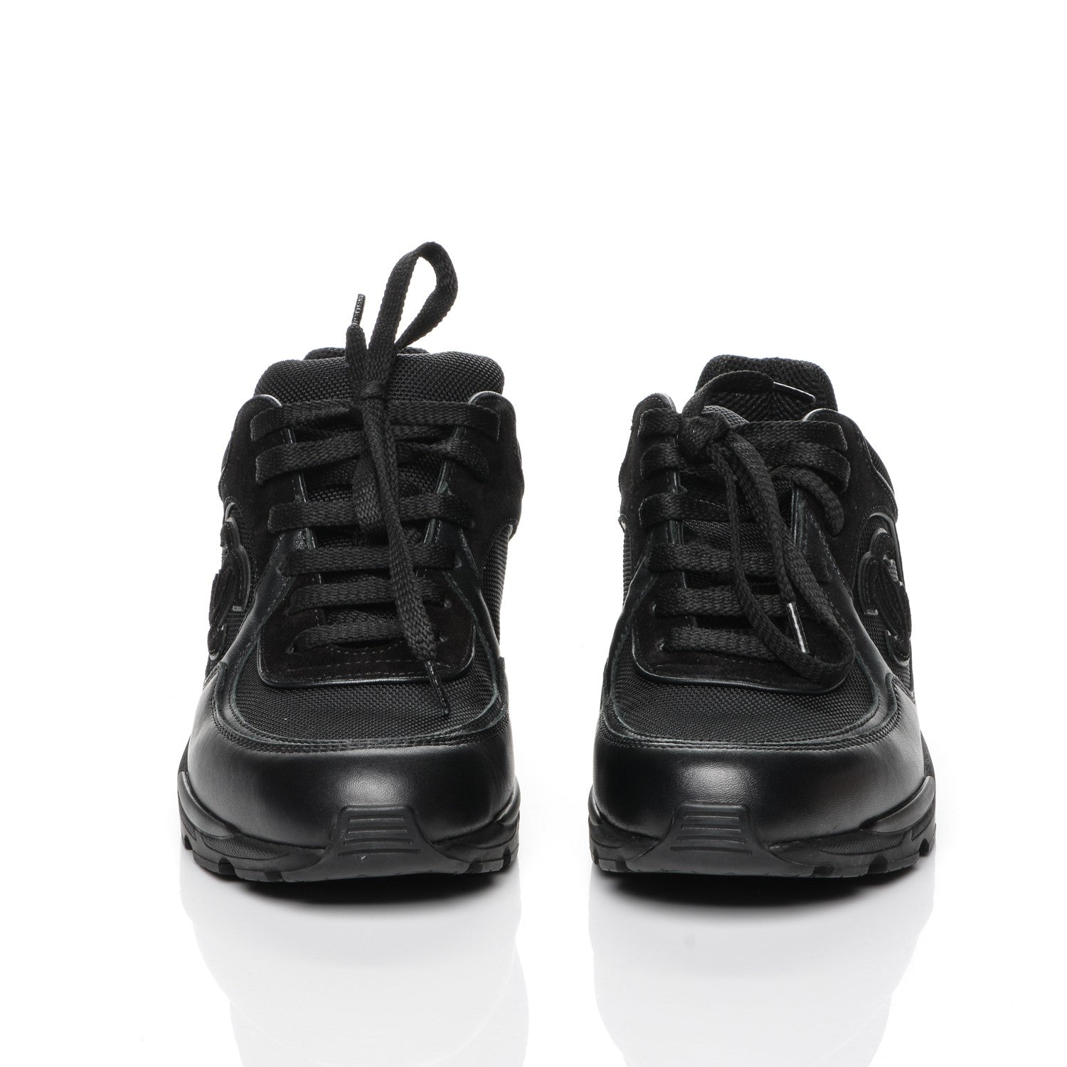 Chanel Toile Suede Calfskin CC Sneakers 36.5 Black 2 of 7
