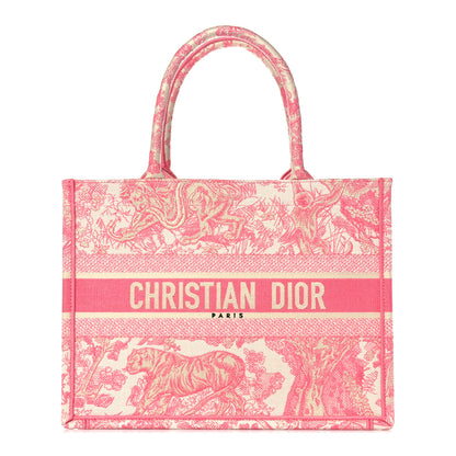 Christian Dior Canvas Embroidered Medium Dioriviera Toile De Jouy Book Tote Peony Pink 1 of 11