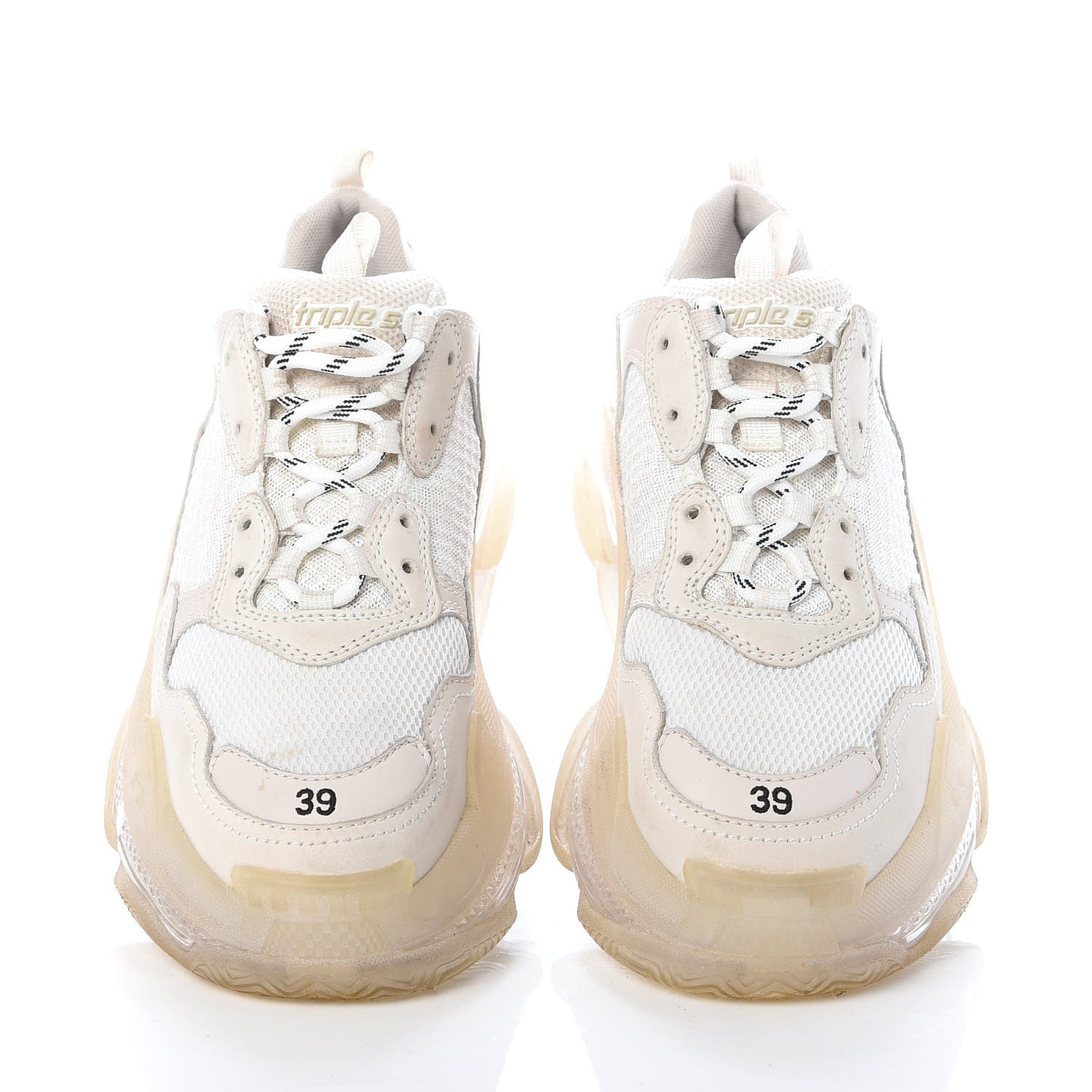 Balenciaga Fabric Mesh Clear Sole Womens Triple S Sneakers 39 White 7 of 11