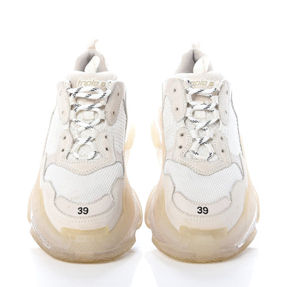 Balenciaga Fabric Mesh Clear Sole Womens Triple S Sneakers 39 White 7 of 11