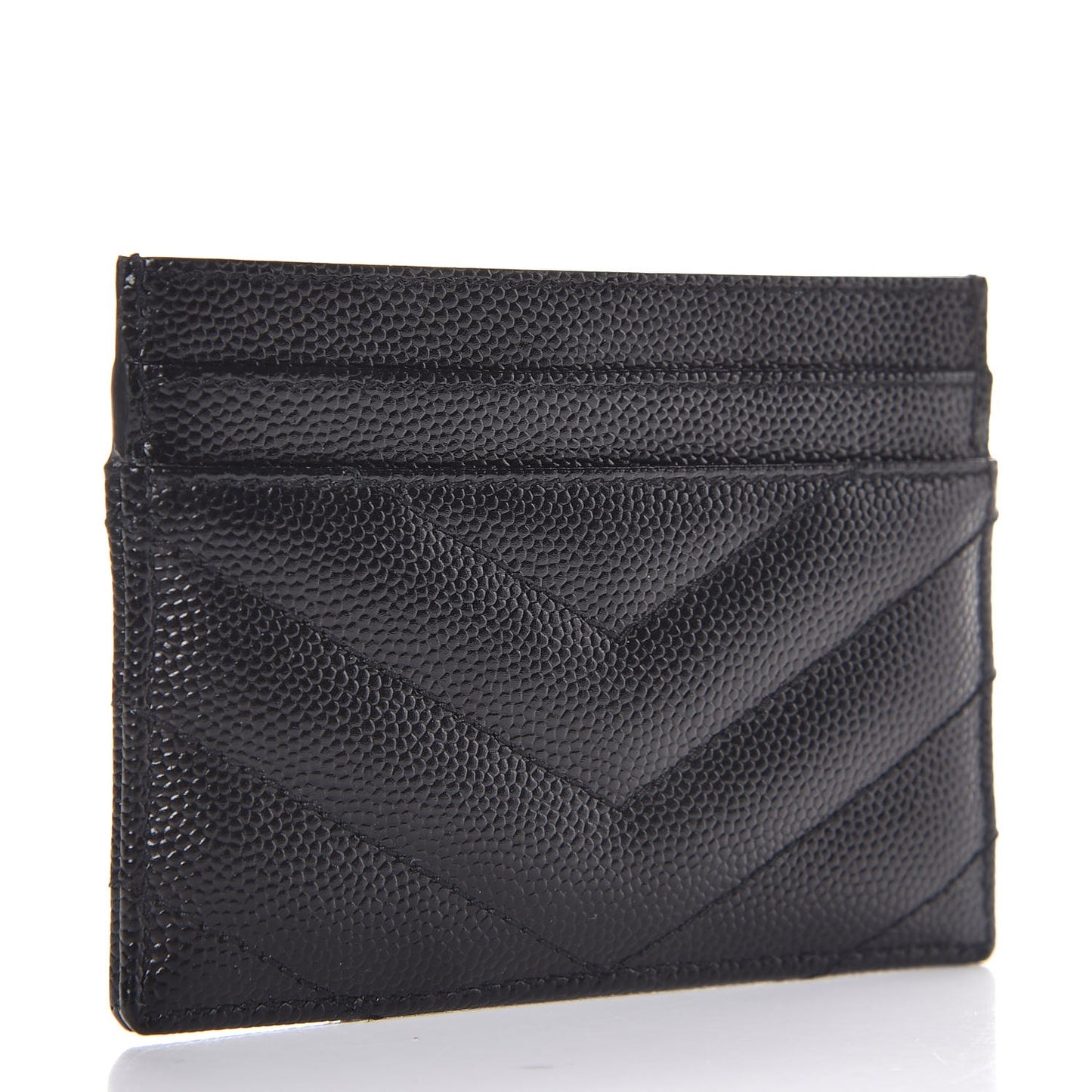 Grain De Poudre Matelasse Chevron Monogram Credit Card Case Black