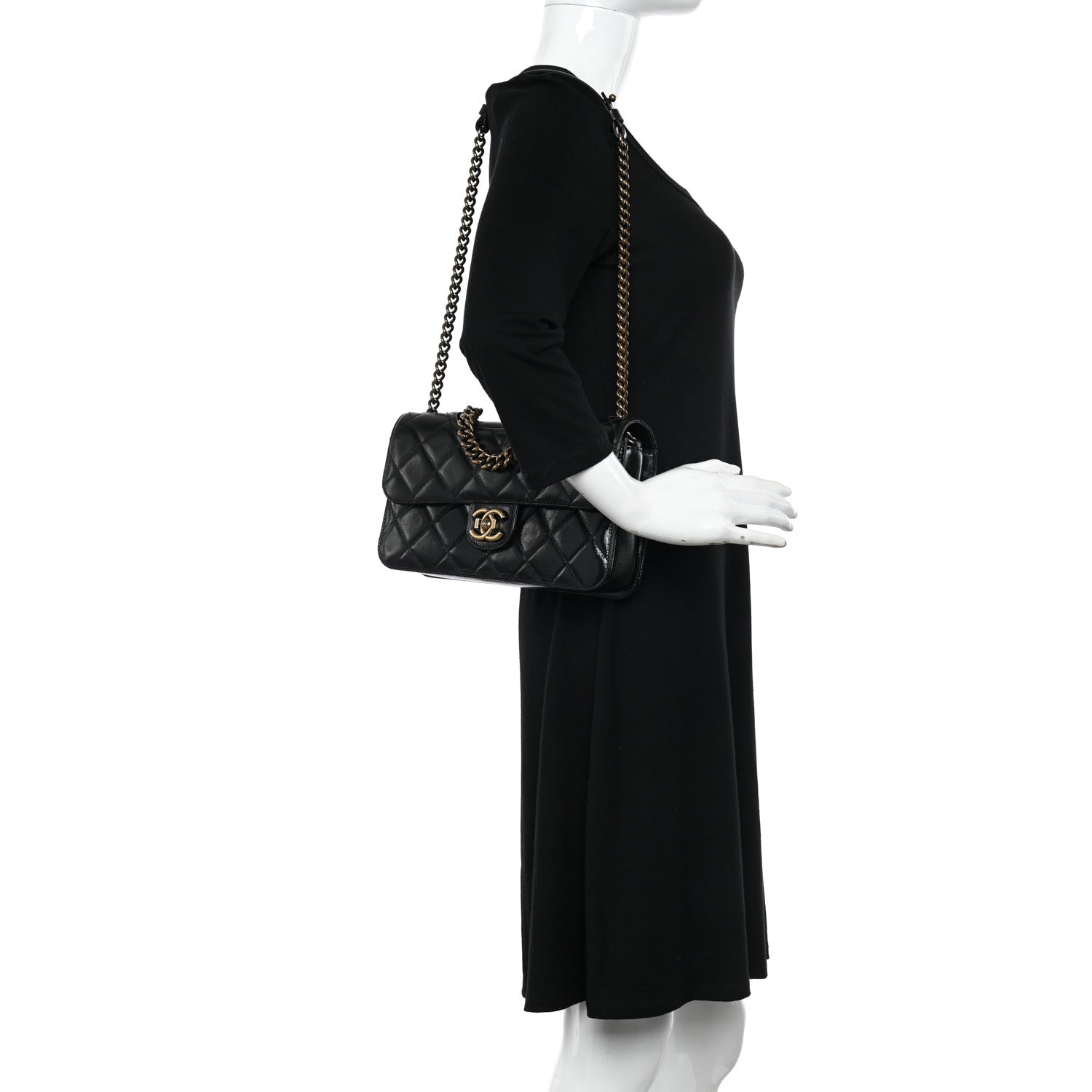 Chanel Glazed Calfskin Quilted Large Perfect Edge Flap Black 2 of 11