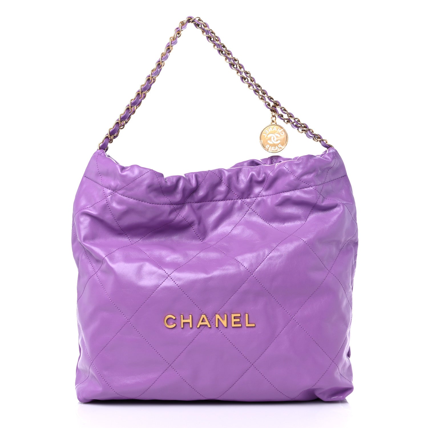 Chanel Shiny Calfskin Quilted Chanel 22 Purple 3 of 10