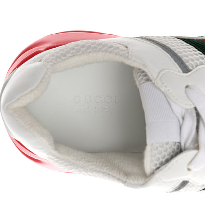 Gucci Lavaredo Eco Fabric Mesh Web Womens Rhyton Reflective Sneakers 39.5 Great White Green Red Silver 6 of 8