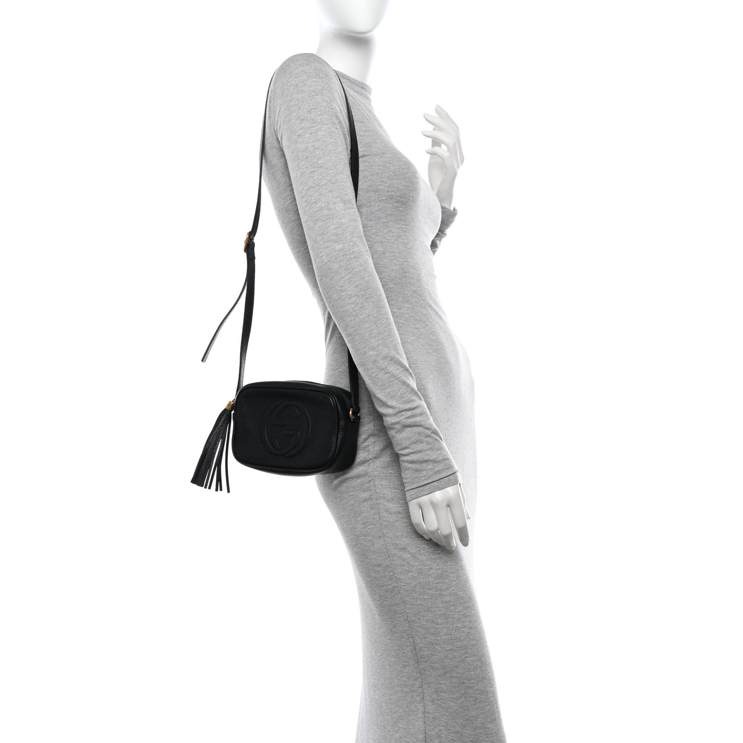 Pebbled Calfskin Mini Soho Disco Bag Black