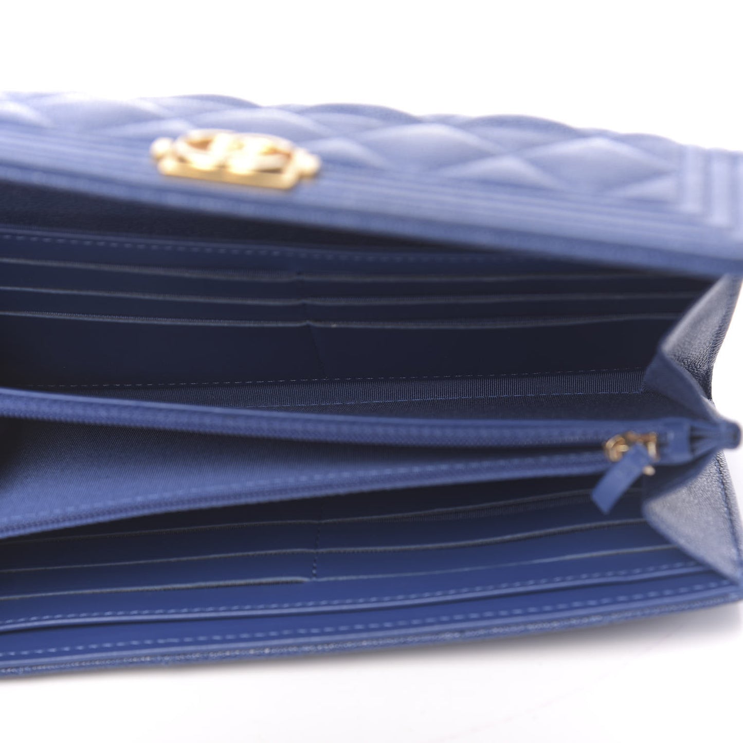 Caviar Quilted Boy Flap Wallet Blue