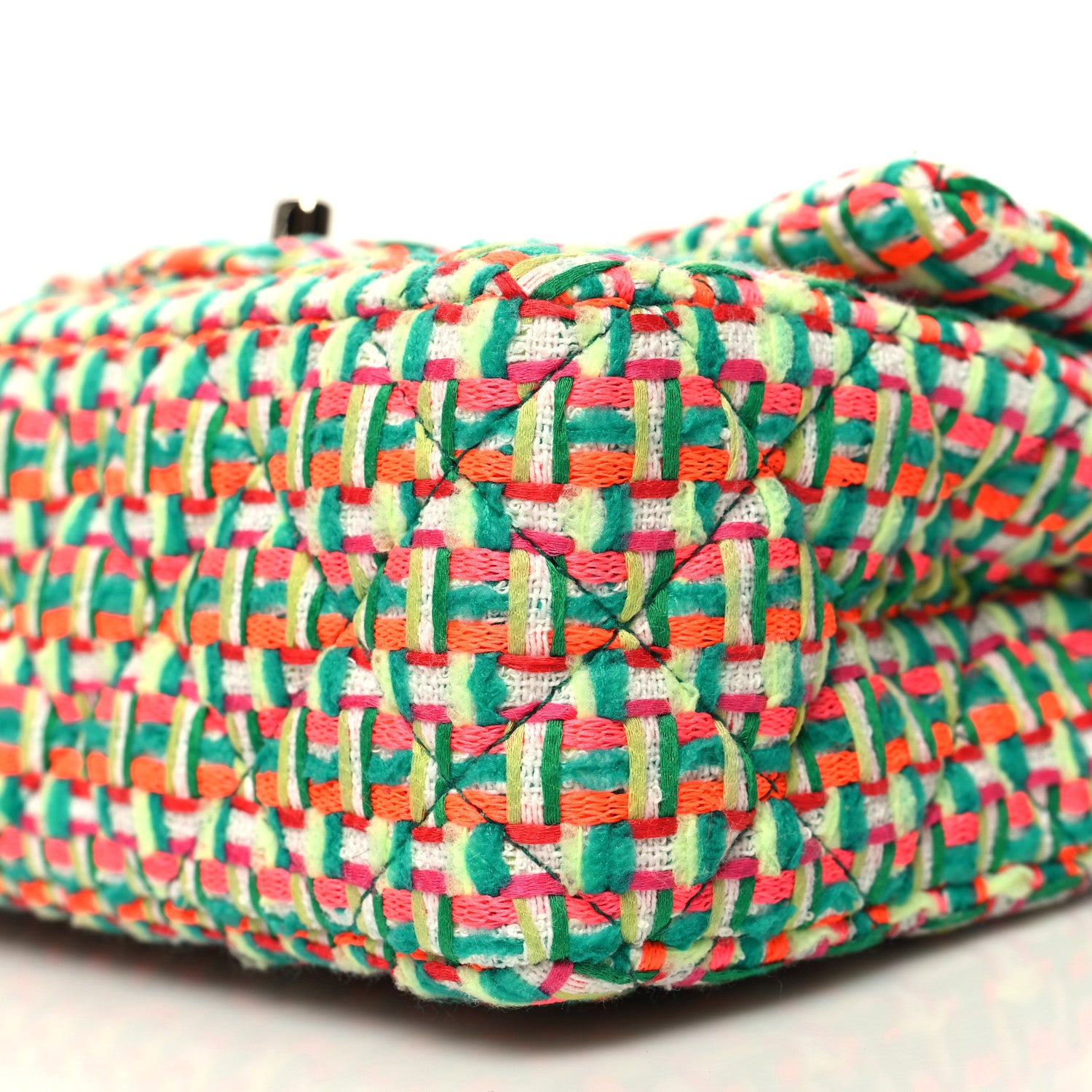 Chanel Tweed Quilted Mini Rectangular Flap Green Multicolor 10 of 11