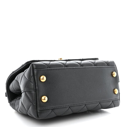 Chanel Calfskin Strass Quilted Extra Mini Coco Handle Flap Dark Grey 4 of 12