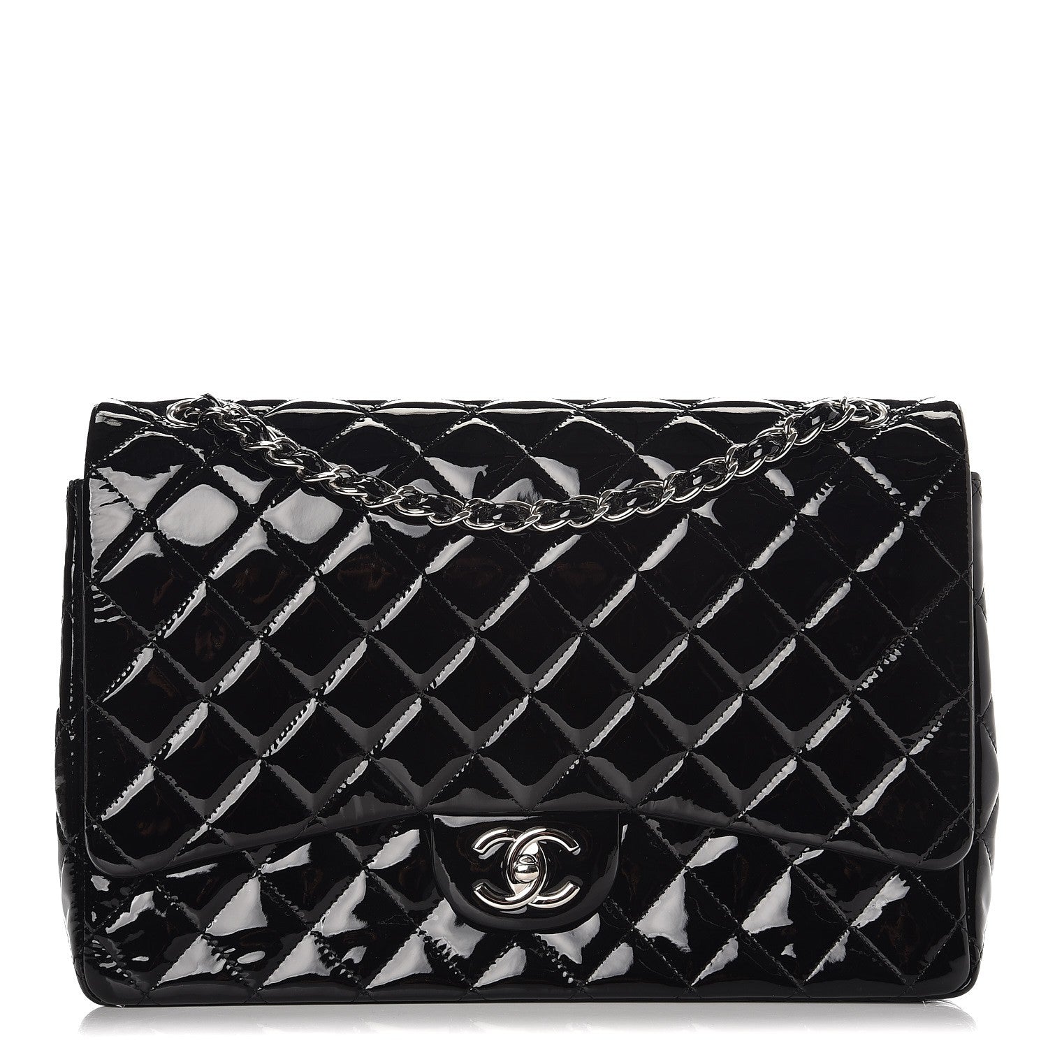Chanel Patent Quilted Maxi Double Flap Black 1 of 10