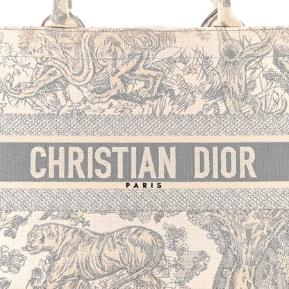 Christian Dior Canvas Embroidered Medium Dioriviera Toile De Jouy Book Tote Gray 8 of 12