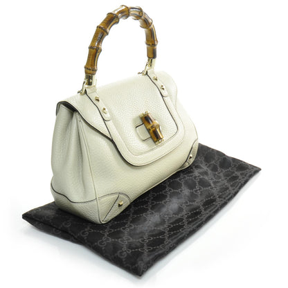 Gucci Leather Bamboo Top Handle Bag Ivory 3 of 10