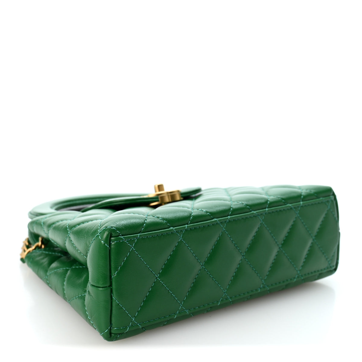 Chanel Shiny Aged Calfskin Quilted Nano Kelly Shopper Green 4 of 9