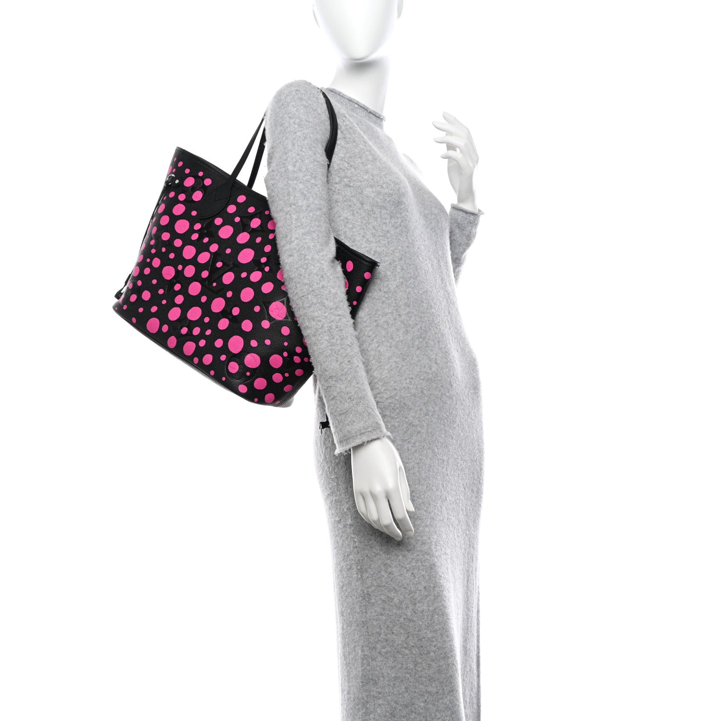 LV X YK Empreinte Infinity Dots Neverfull MM Black Fuchsia