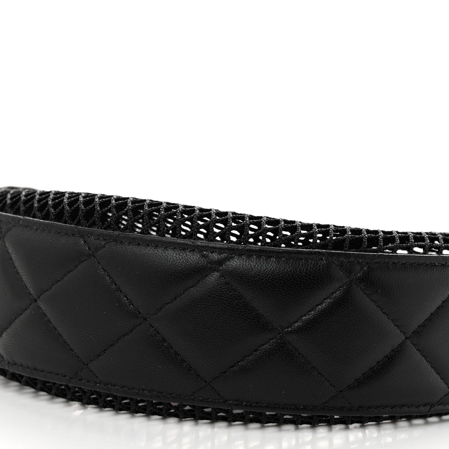 Mesh Shiny Lambskin Chain Hobo Black