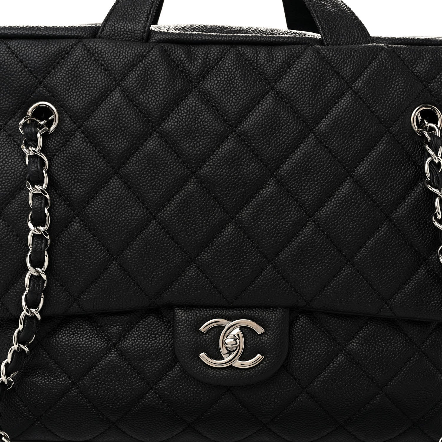 Chanel Caviar Quilted Large Travel Flap Tote Black Black 8 of 10