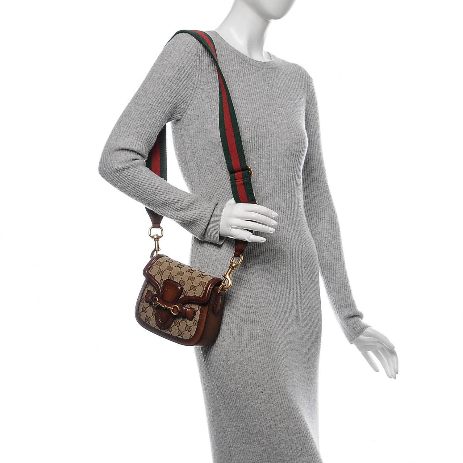 Gucci Monogram Small Lady Web Shoulder Bag Beige Cuir 2 of 7