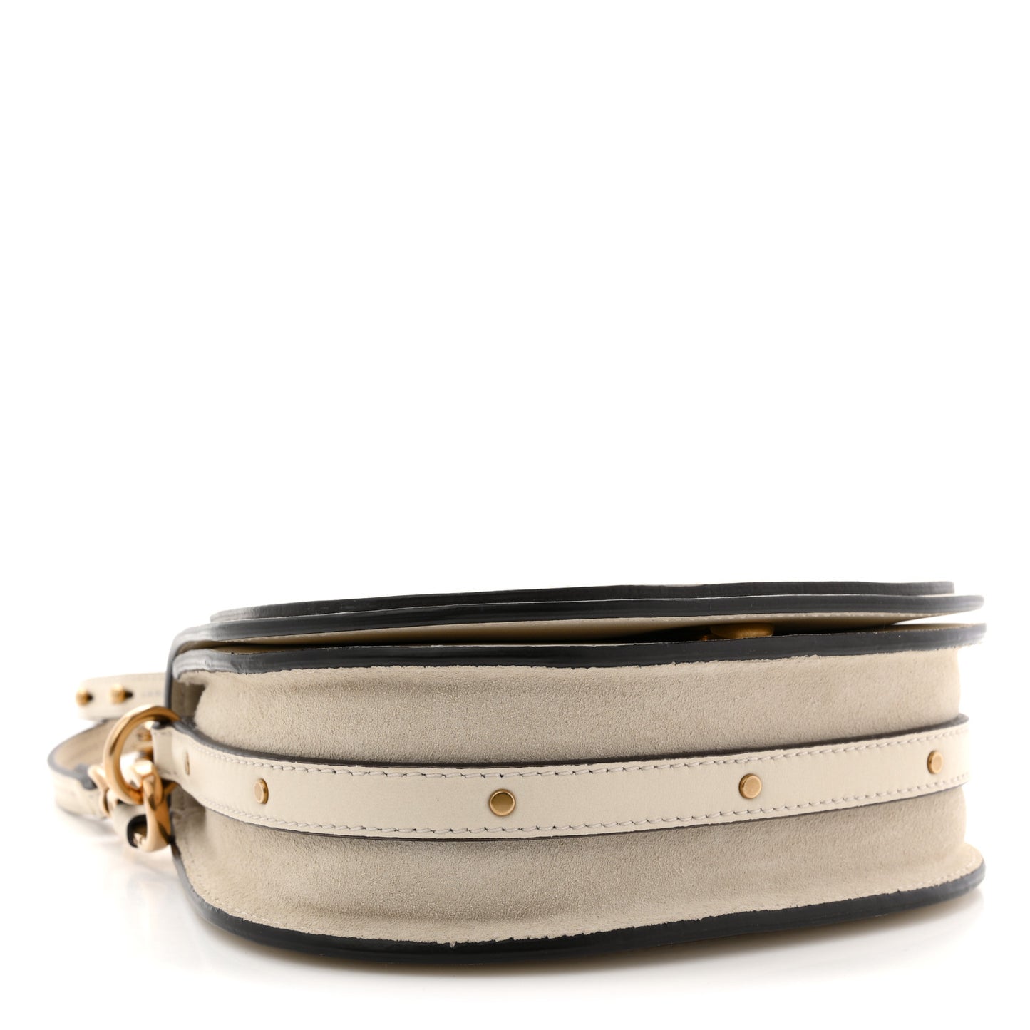 Calfskin Suede Small Nile Bracelet Bag Off White
