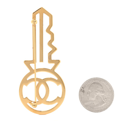 Chanel Crystal CC Key Brooch Black Gold 2 of 3