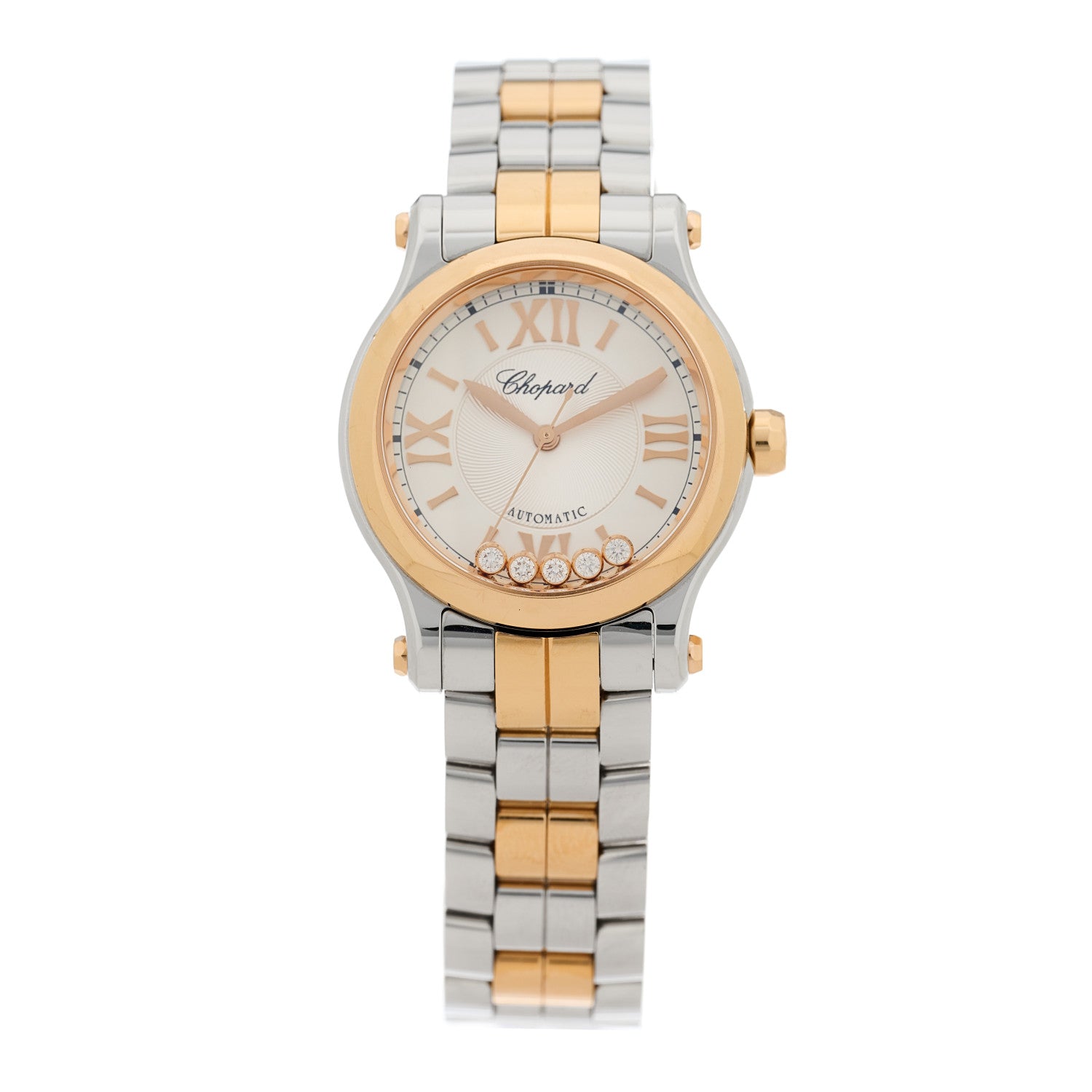 Chopard Stainless Steel 18K Rose Gold 5 Diamond 30mm Happy Sport Automatic Watch 1 of 4