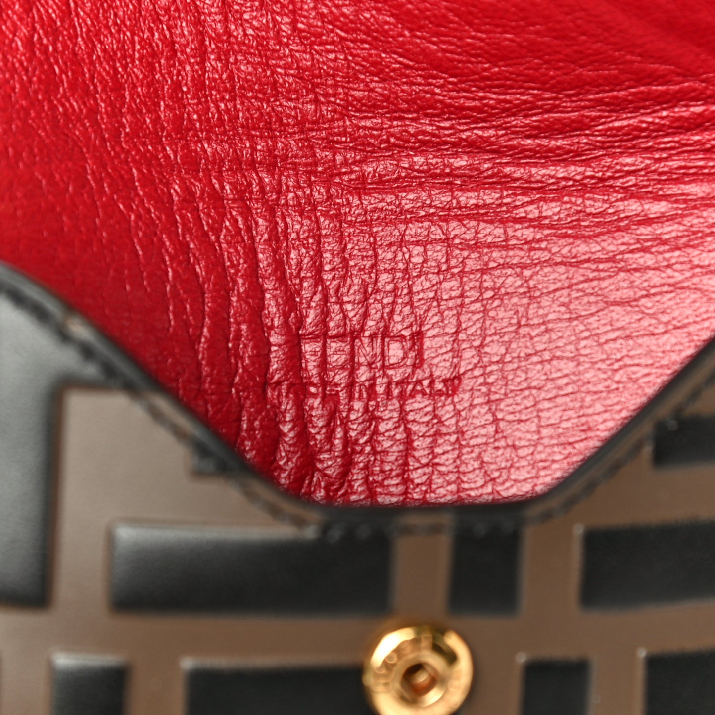 Vitello Cruise F is Fendi Bi-Color FF 1974 Embossed Small Envelope Pouch Maya Black Ribes