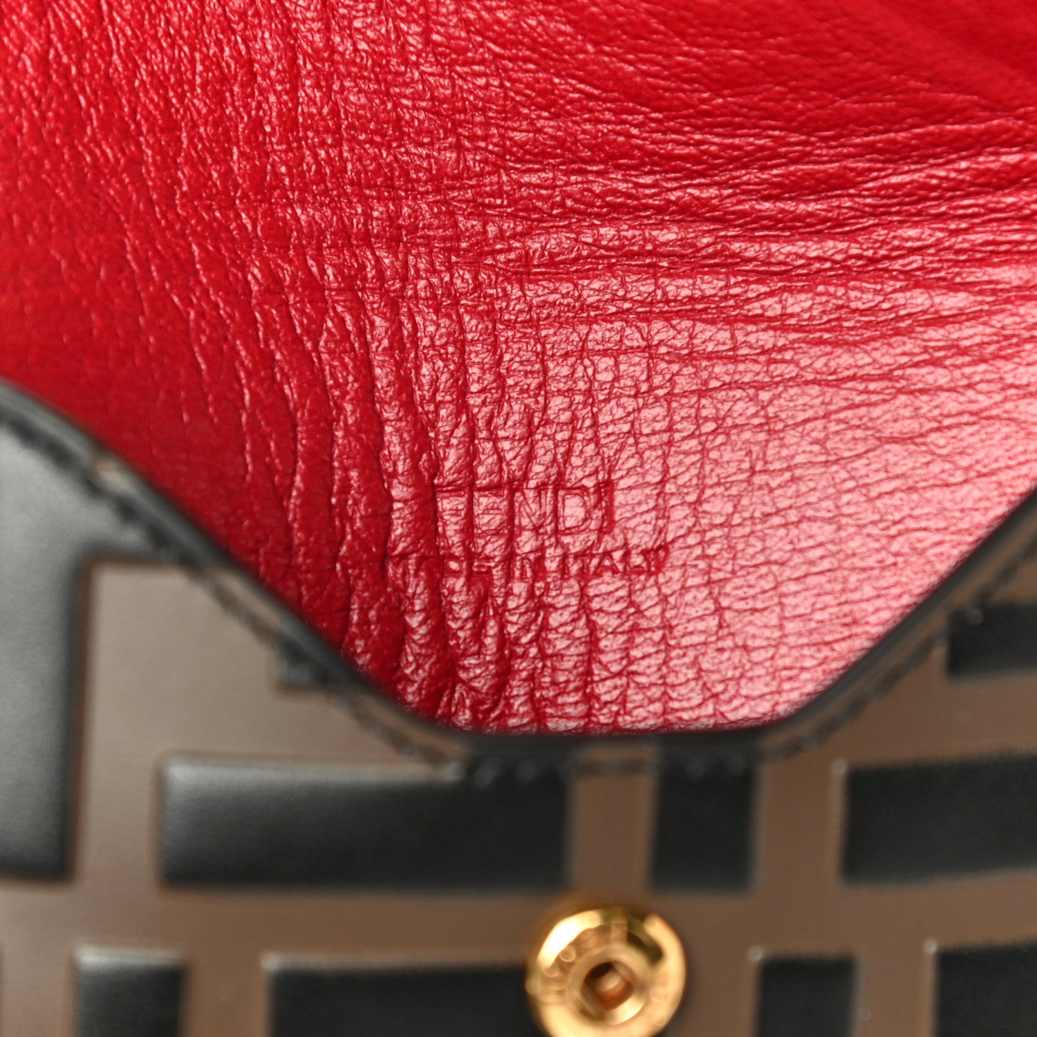 Fendi Vitello Cruise F is Fendi Bi-Color FF 1974 Embossed Small Envelope Pouch Maya Black Ribes 6 of 19