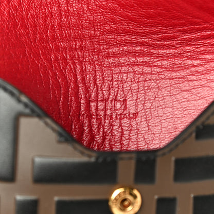 Fendi Vitello Cruise F is Fendi Bi-Color FF 1974 Embossed Small Envelope Pouch Maya Black Ribes 6 of 19