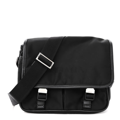 Prada Tessuto Nylon Saffiano Logo Messenger Bag Black 1 of 9