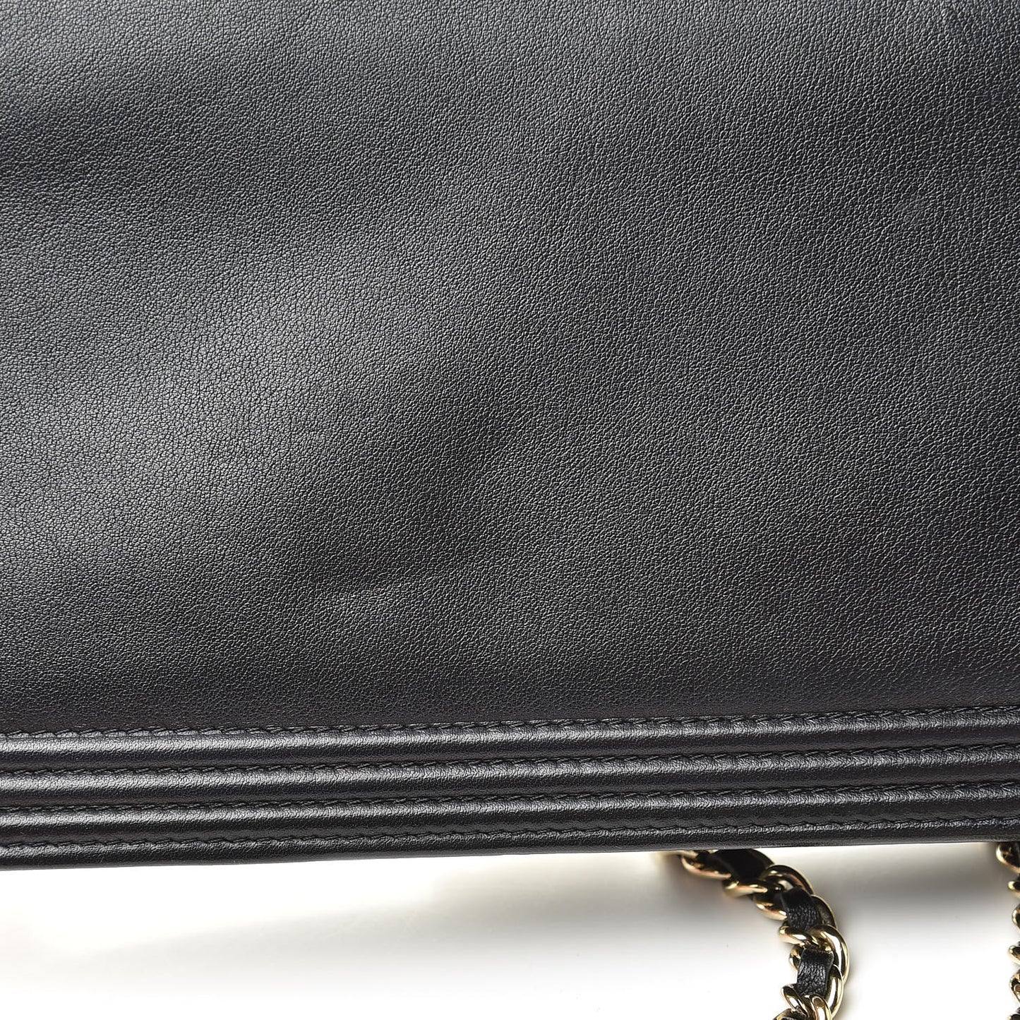Metallic Goatskin Lambskin Boy Wallet on Chain WOC Black Gold