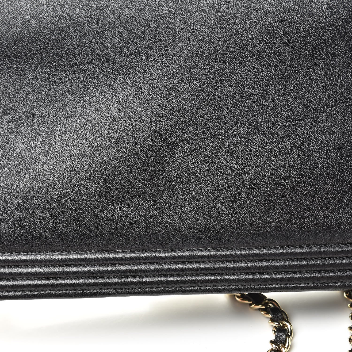 Chanel Metallic Goatskin Lambskin Boy Wallet on Chain WOC Black Gold 14 of 14