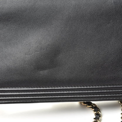 Chanel Metallic Goatskin Lambskin Boy Wallet on Chain WOC Black Gold 14 of 14