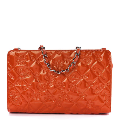 Chanel Patent Calfskin Lucky Symbols Pochette Coral 1 of 10