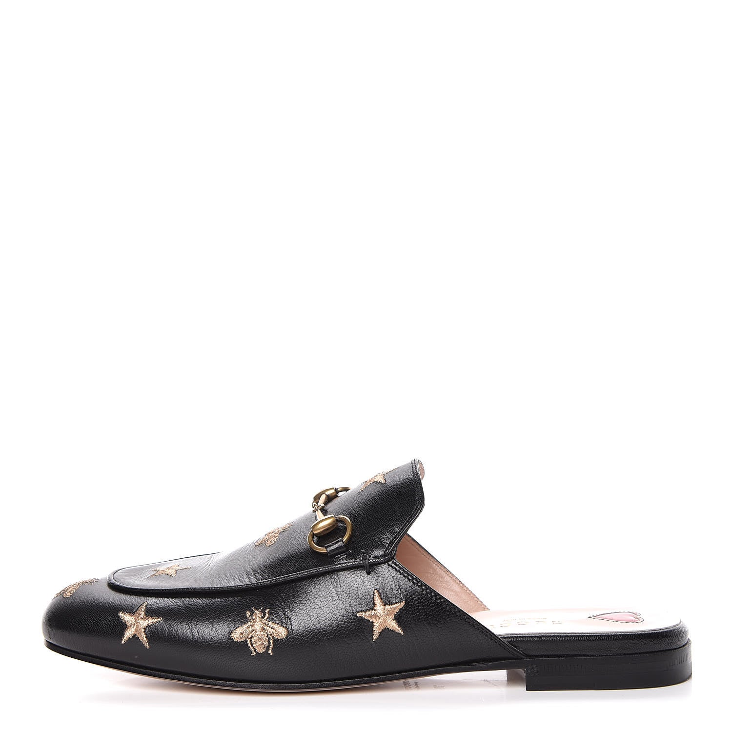 Gucci Goatskin Bee Star Embroidered Womens Princetown Slippers 39 Black 1 of 11
