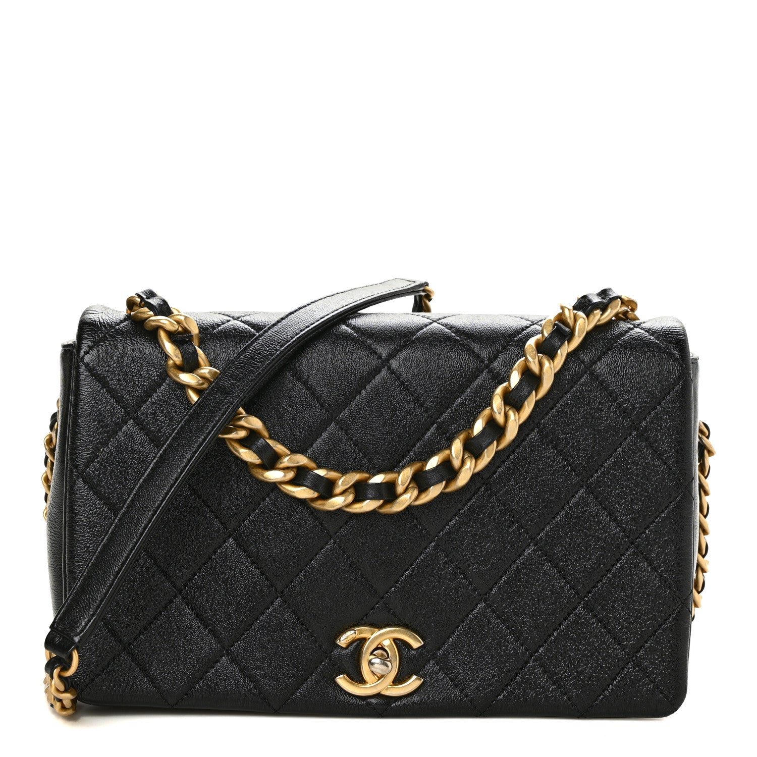 Chanel Shiny Lambskin Quilted Medium Fashion Therapy Flap Bag Black 1 of 9