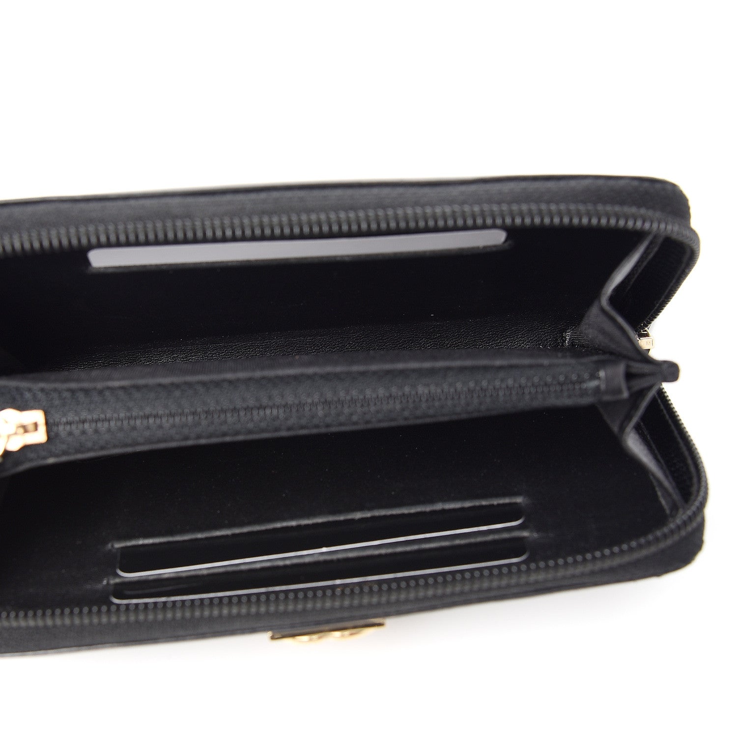 Chanel Glazed Calfskin Quilted Small Boy Zip Around Wallet Black 4 of 9