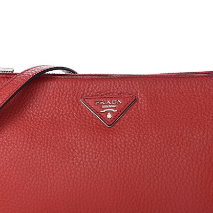 Prada Vitello Daino Zippered Shoulder Bag Rosso 8 of 10