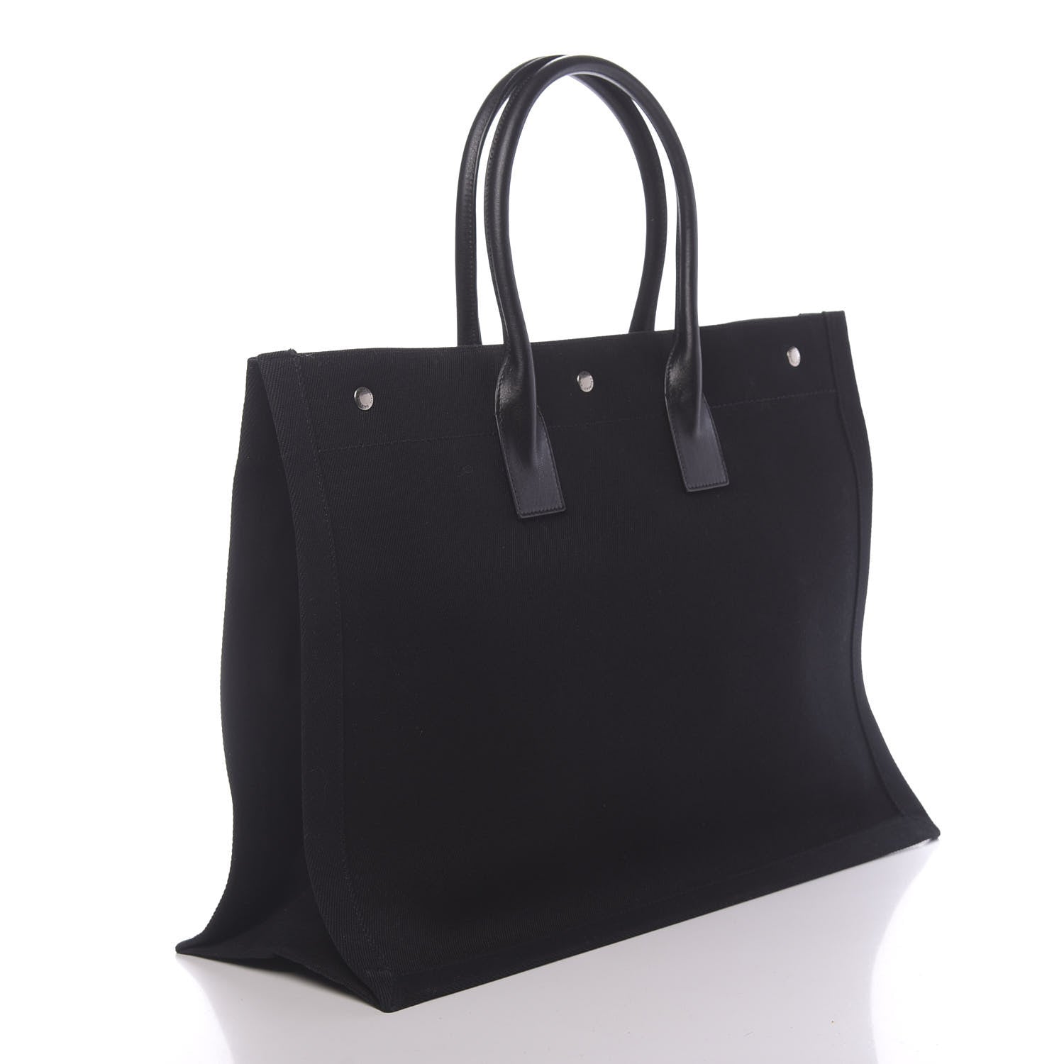 Saint Laurent Linen Calfskin Rive Gauche Tote Black 3 of 9
