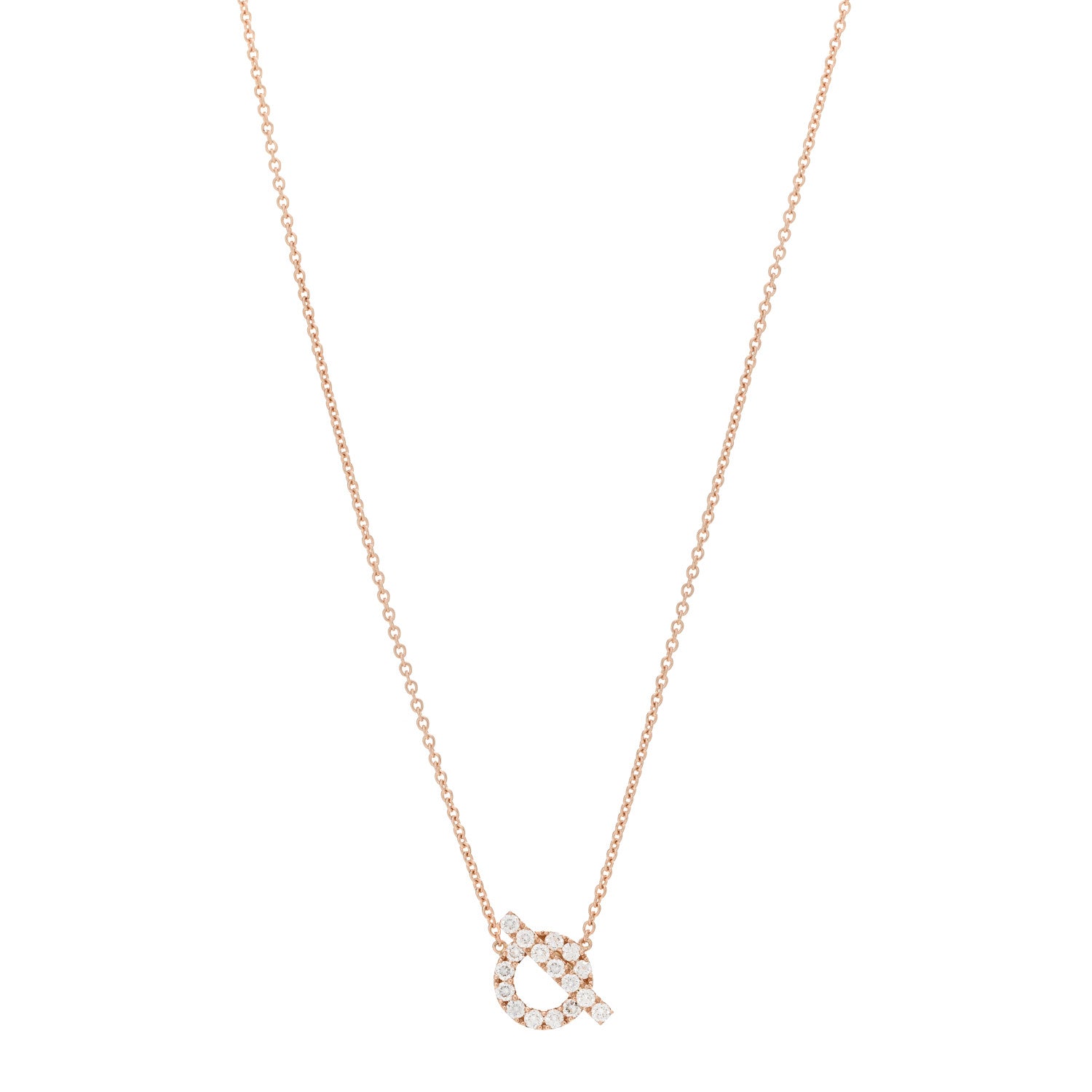 Hermes 18K Rose Gold Diamond Finesse Pendant Necklace 1 of 4