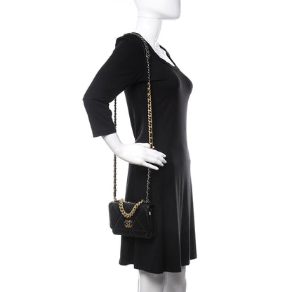Chanel Lambskin Quilted 19 Wallet On Chain WOC Black 2 of 13