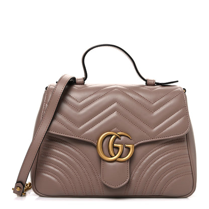 Gucci Calfskin Matelasse Small GG Marmont Top Handle Shoulder Bag Porcelain Rose 1 of 9