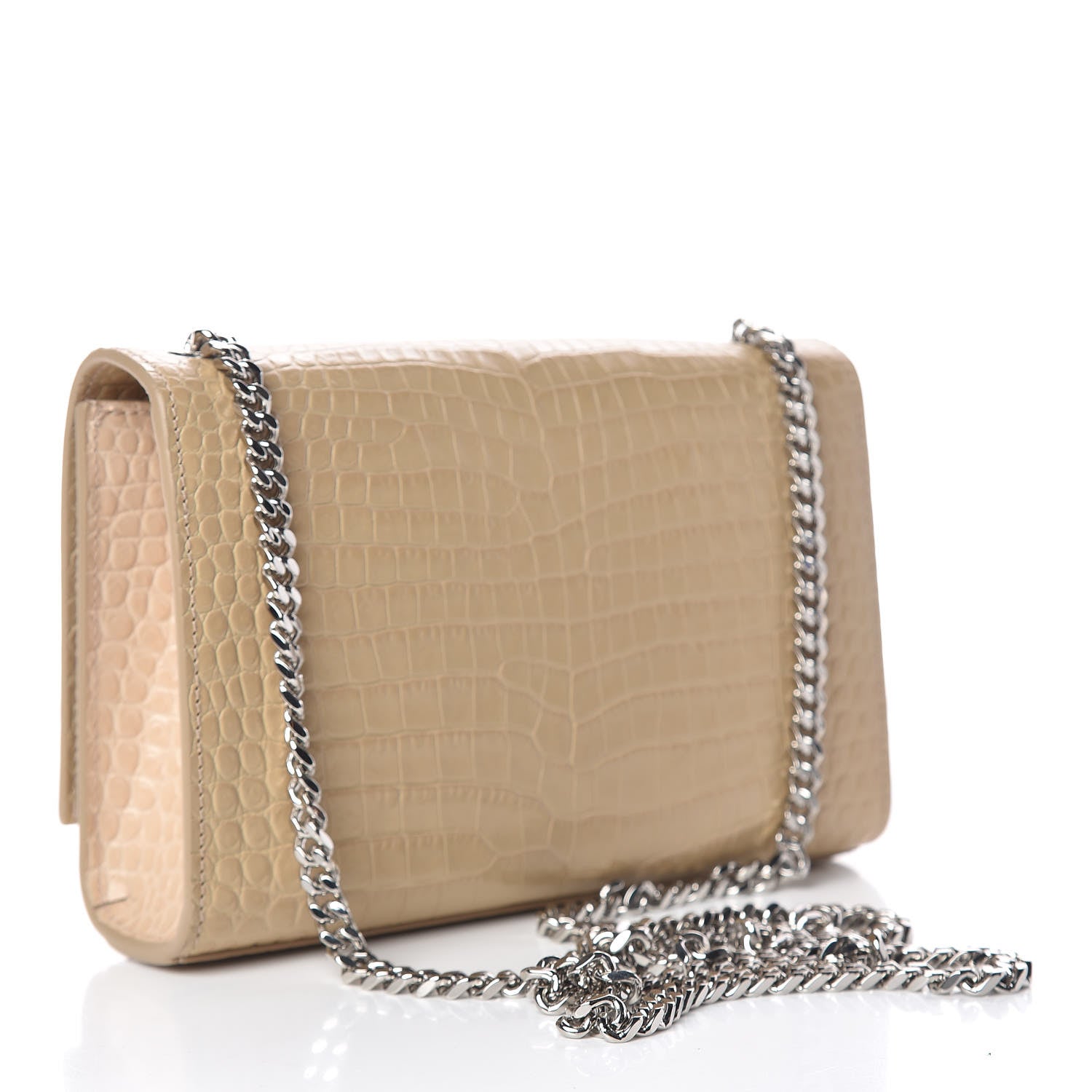 Saint Laurent Croc Calfskin Embossed Small Classic Monogram Kate Tassel Satchel Beige 3 of 10