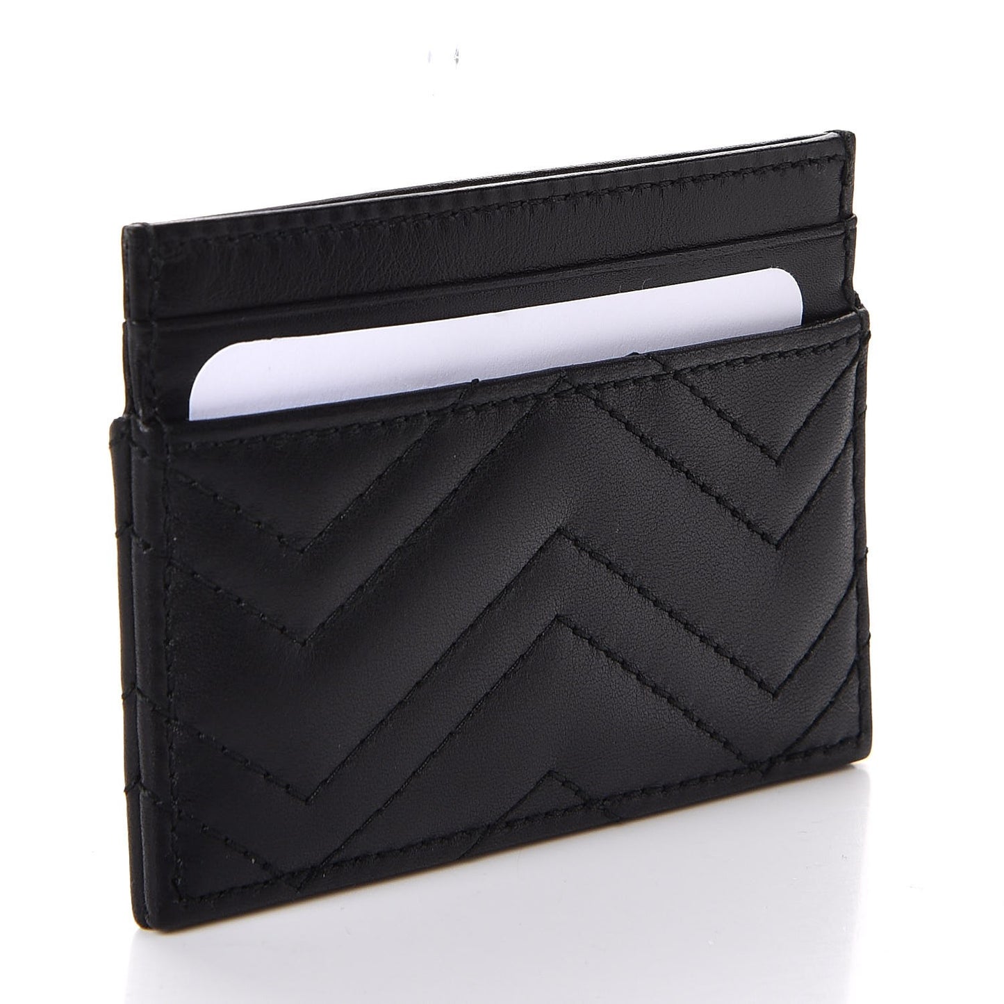 Calfskin Matelasse GG Marmont Card Holder Black