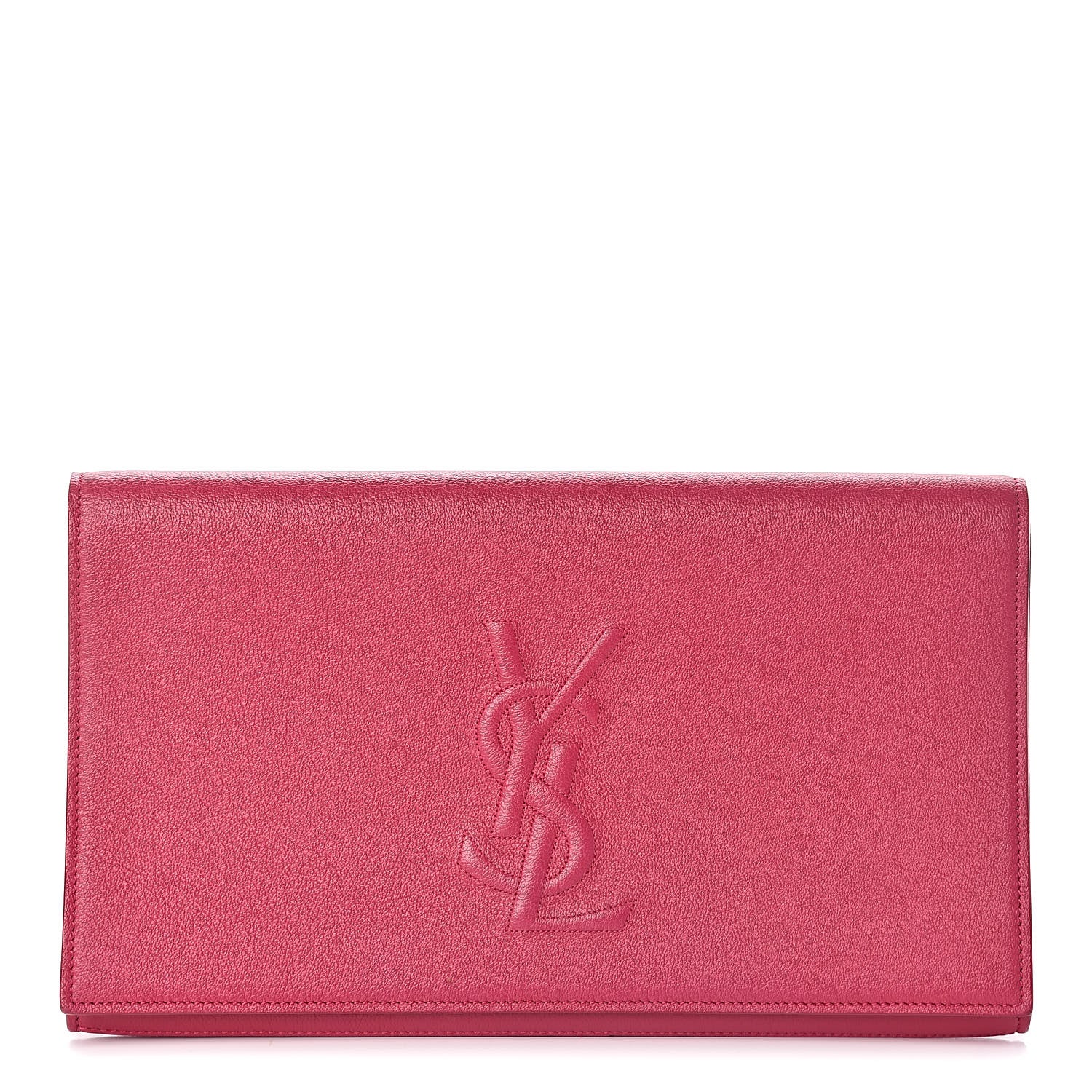 Saint Laurent Calfskin Monogram Large Belle De Jour Clutch Lipstick Fuchsia 1 of 6