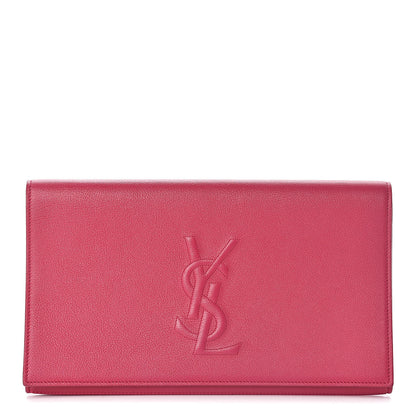 Saint Laurent Calfskin Monogram Large Belle De Jour Clutch Lipstick Fuchsia 1 of 6
