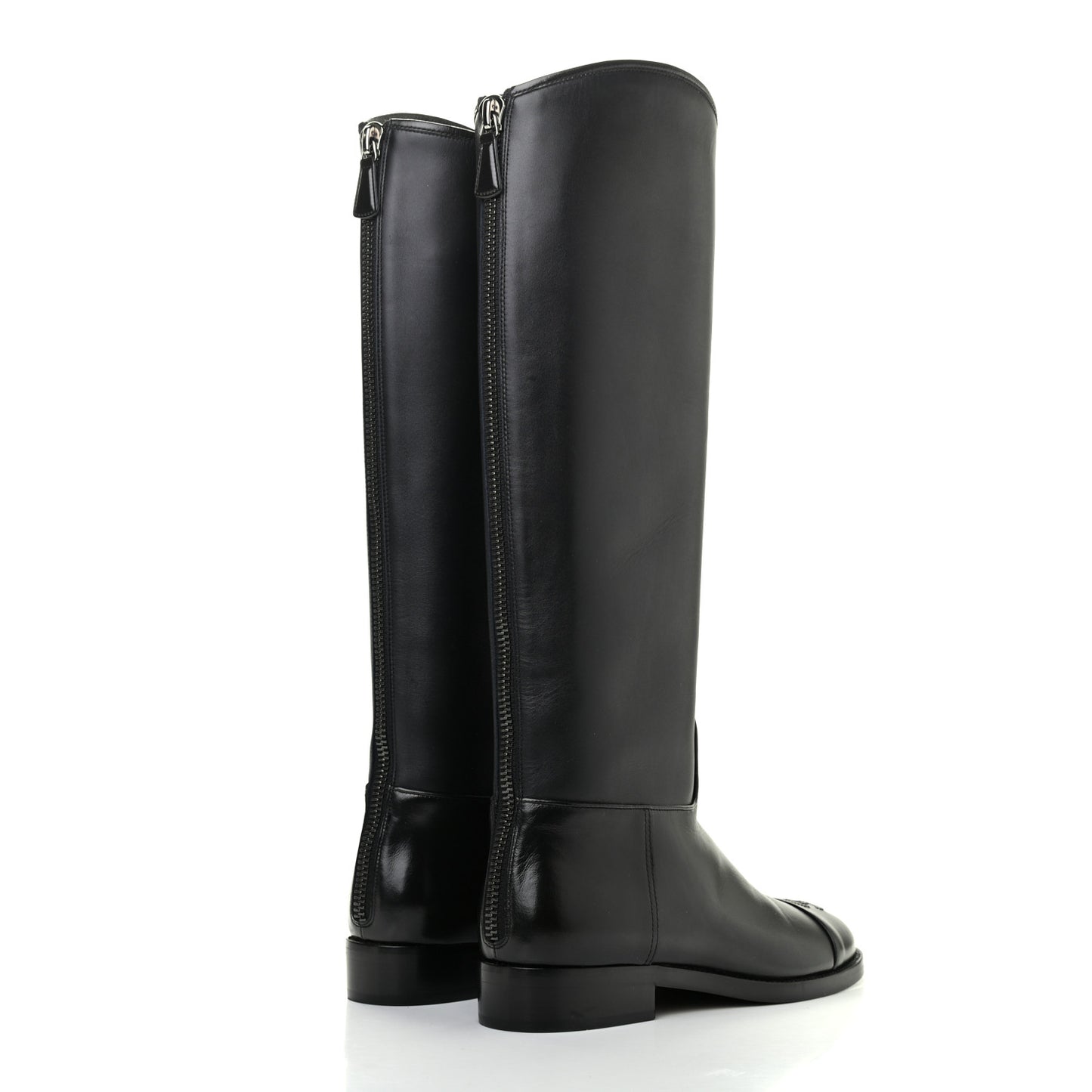 Calfskin CC High Boots 37.5 Black