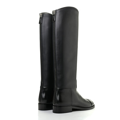 Chanel Calfskin CC High Boots 37.5 Black 4 of 12