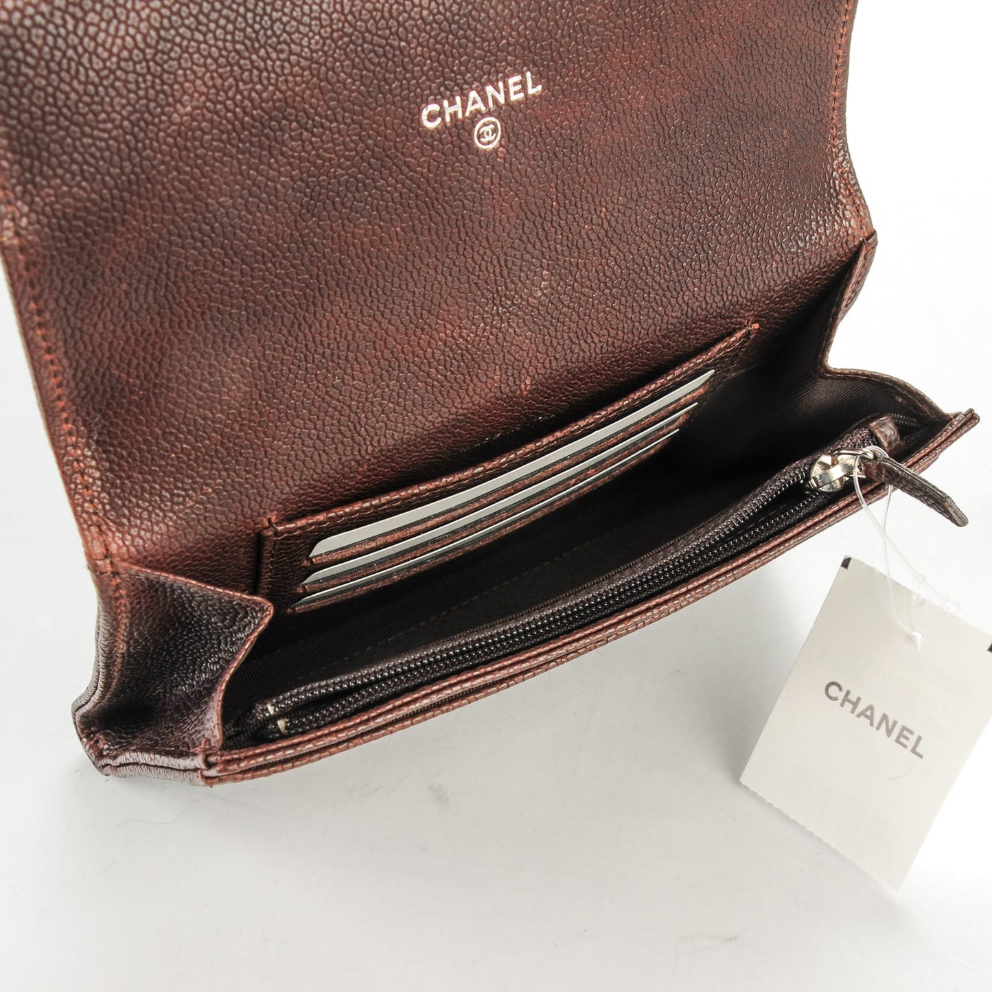 Caviar Small Flap Wallet Dark Brown