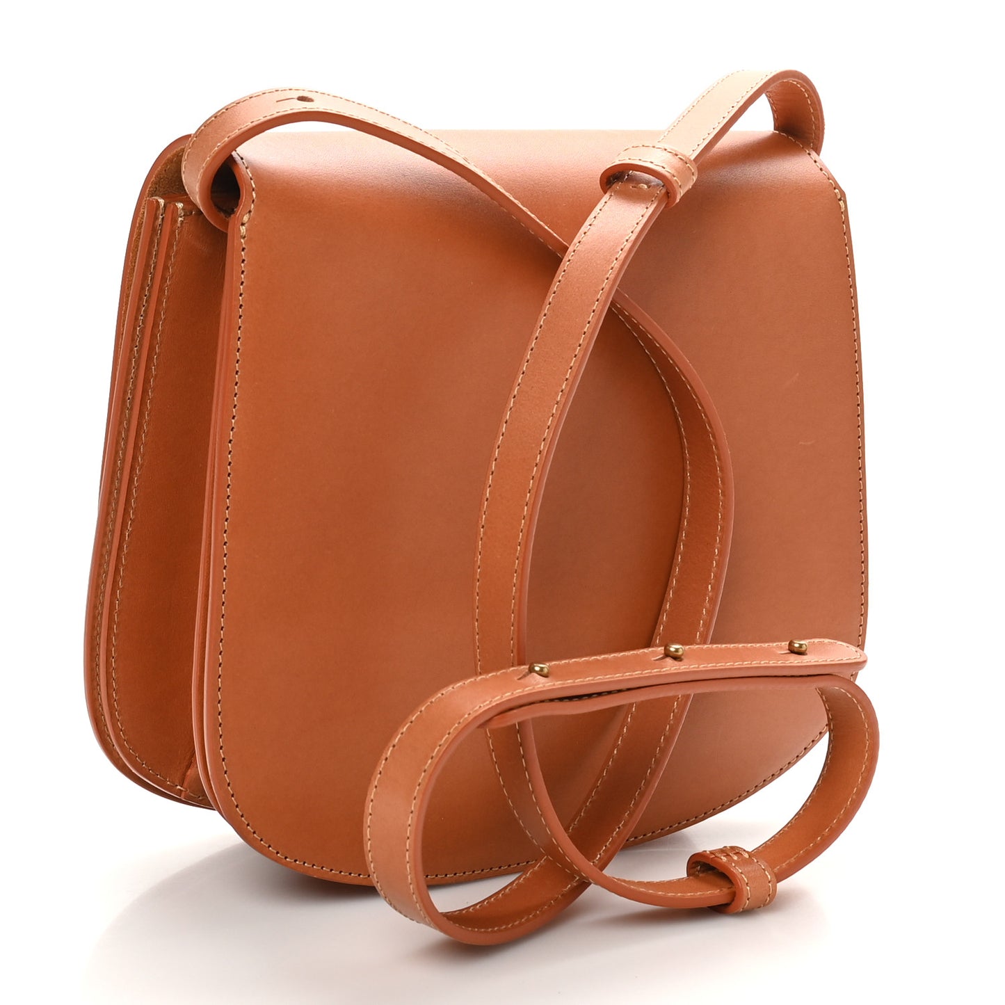 Calfskin Flap Crossbody Bag Cammello