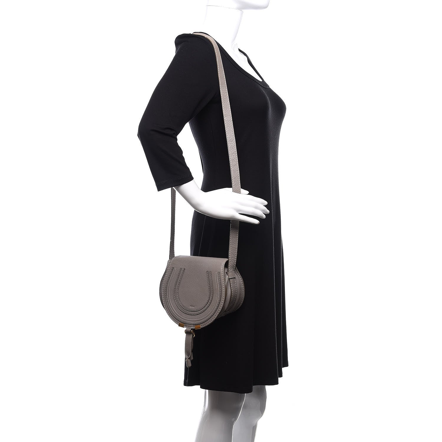 Chloe Calfskin Mini Marcie Round Crossbody Bag Cashmere Grey 2 of 11