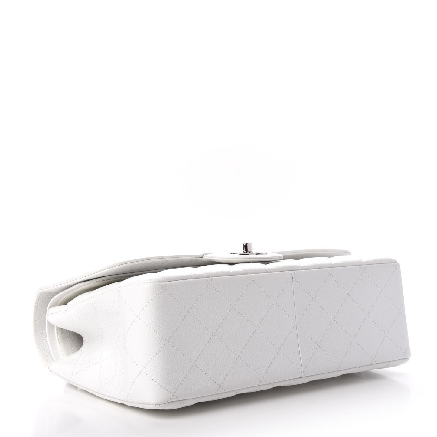 Caviar Quilted Jumbo Double Flap White