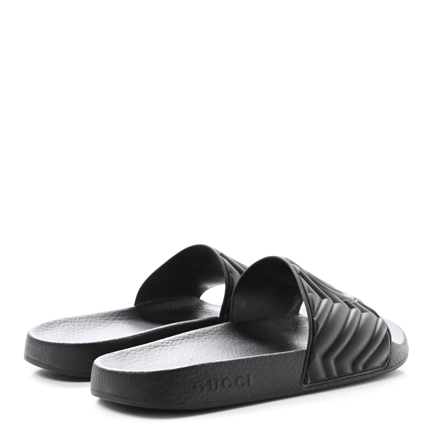 Rubber Matelasse Interlocking G Mens Slide Sandals 7 Black